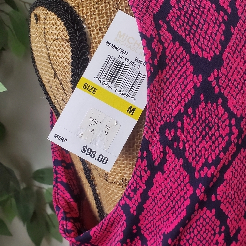 NWT~ Michael Kors Pink Navy Python Snake Print Sh… - image 7